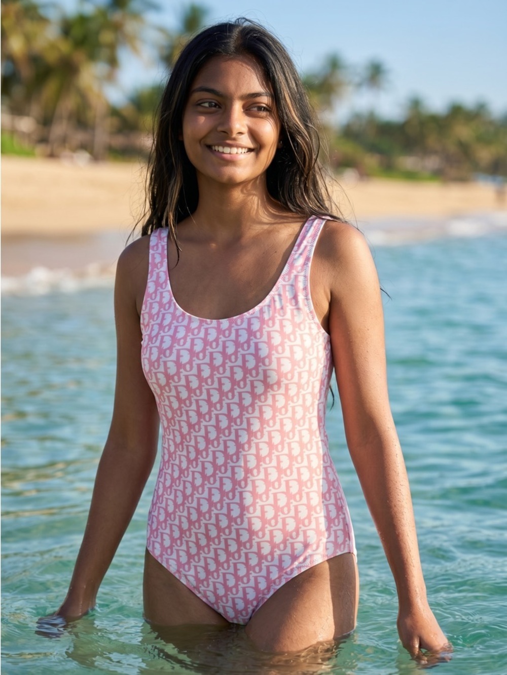 NWOT! Luxury Inspired Women’s Pink Patterned One-Piece Swimsuit M